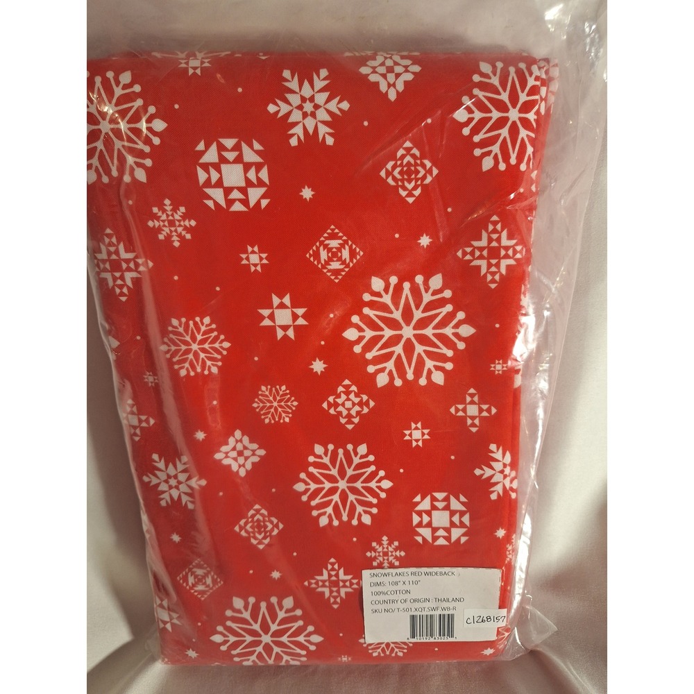 Snowflakes Red Wideback 100% Cotton Quilting Fabric 108 x 110 Xmas in Quilt Town